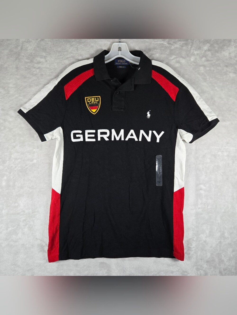 Polo Ralph Lauren Germany Polo Mens Sz Medium Custom Fit Black Embroidered NWOT